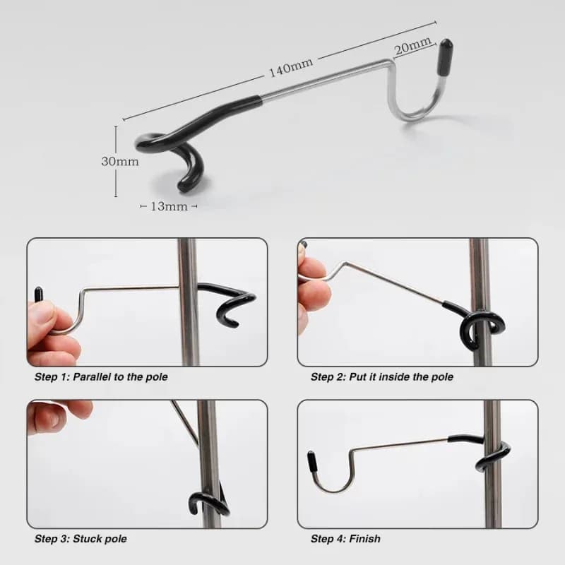 Porte-lampe crochet inox portable pour tente pêche camping chasse éclairage extérieur pratique accrochage