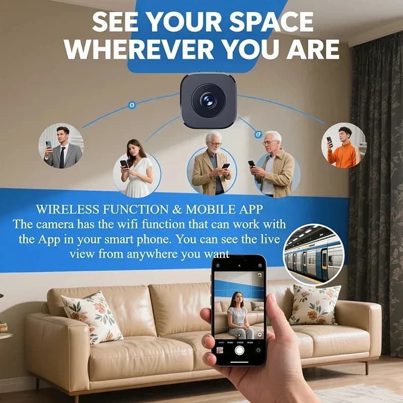 Mini caméra de sécurité WiFi 4K avec vision nocturne, détection de mouvement et audio bidirectionnel pour surveillance