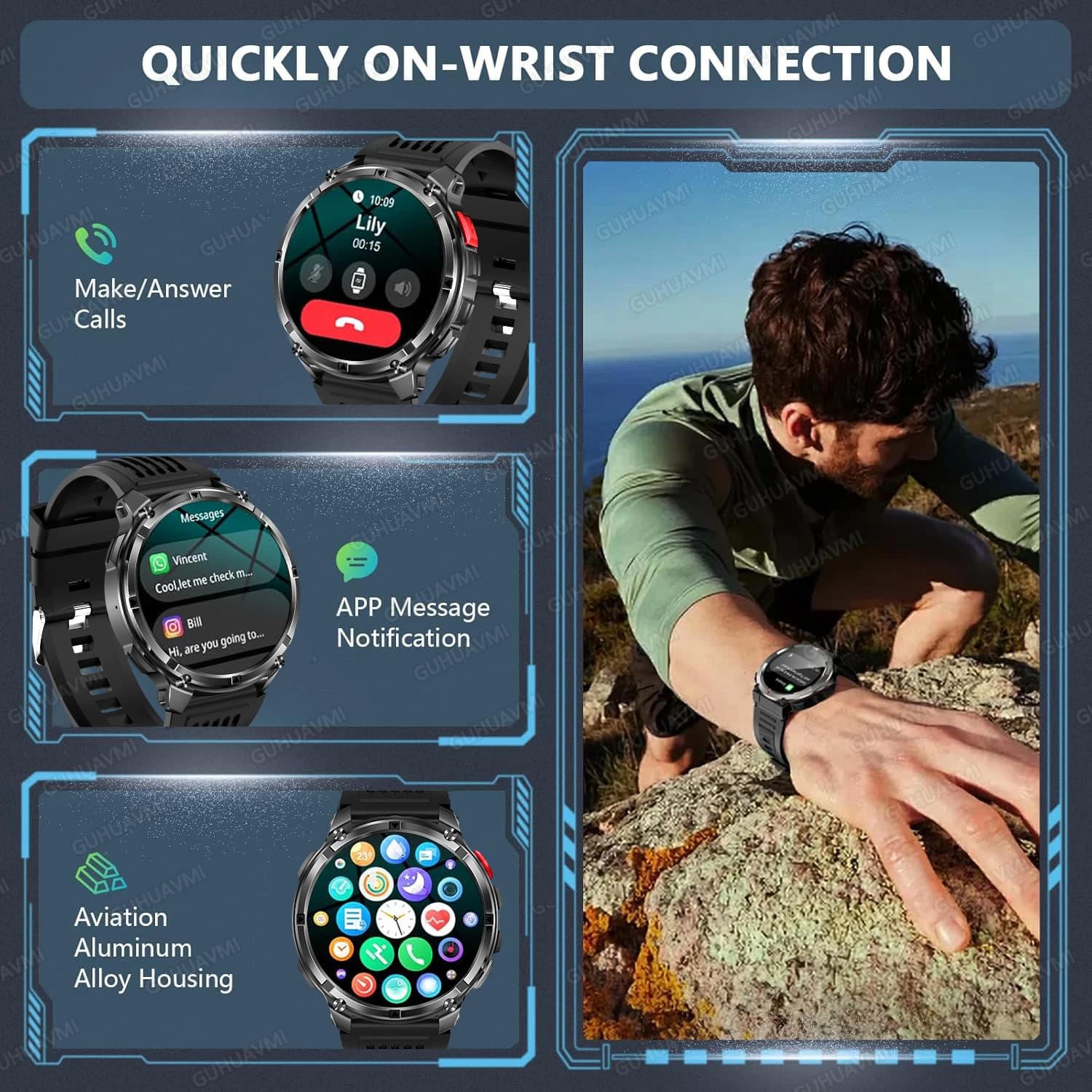 Montre outdoor T-Rex3 Pro GPS tracker 120 jours autonomie 1100mAh étanche 10ATM homme sport