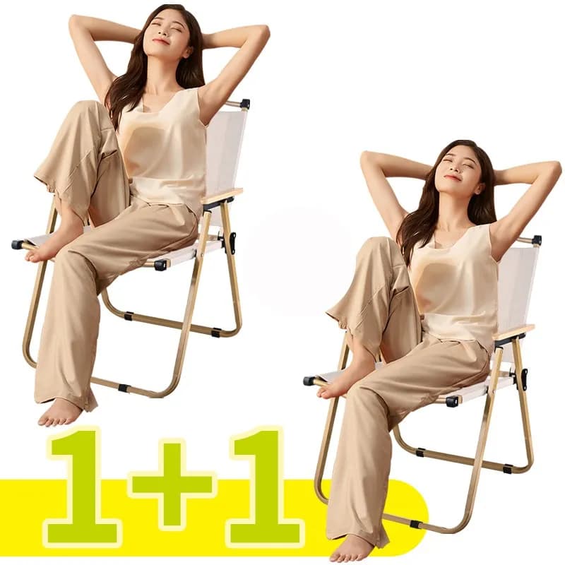 Chaise de camping portable 2PCS kaki aluminium grain de bois pliante équipement pêche Kermit