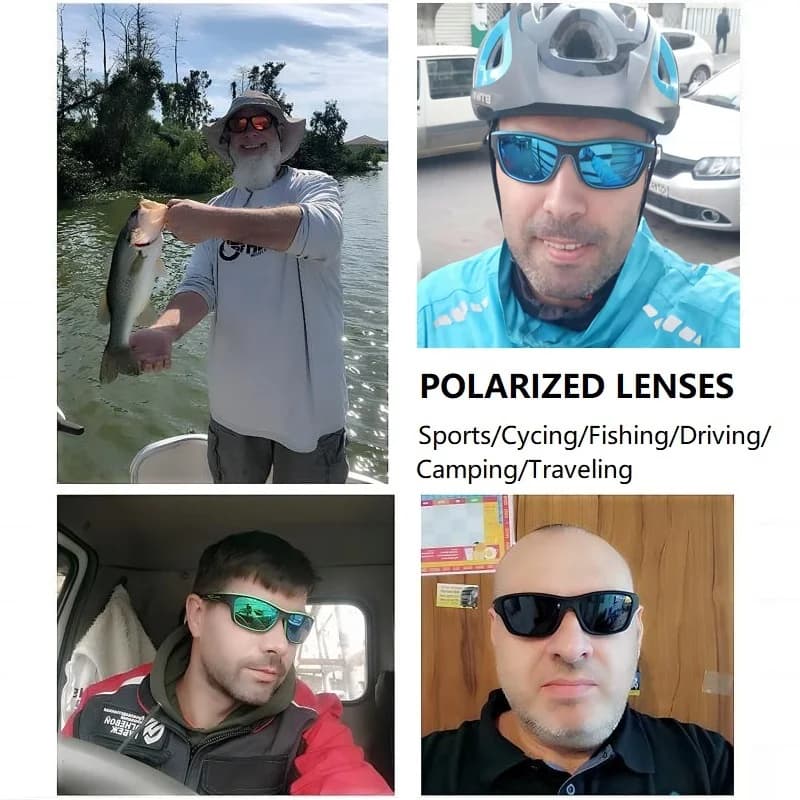 Lunettes de pêche polarisées pour hommes et femmes avec chaîne pour conduite et randonnée