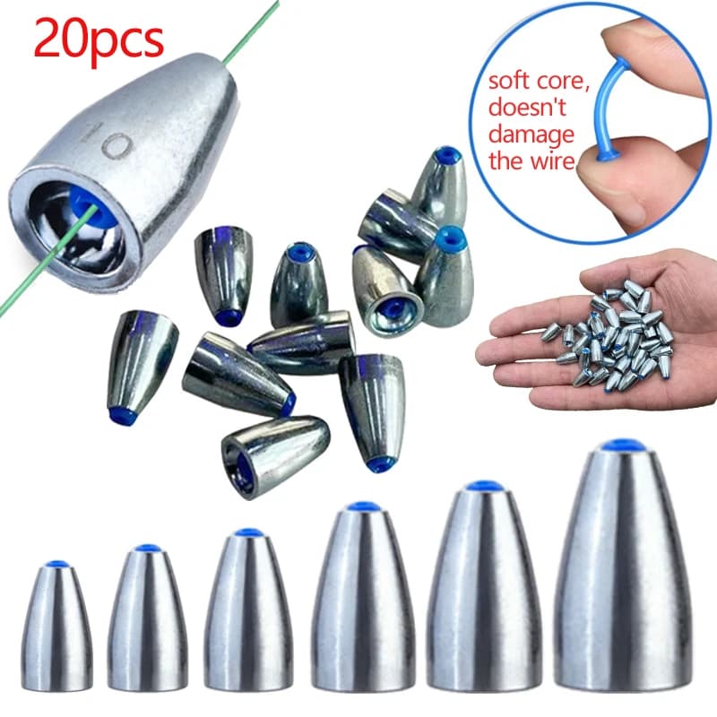 20 plombs bullet avec âme plastique 3.5g à 20g pour montages Texas rig et Carolina rig accessoires