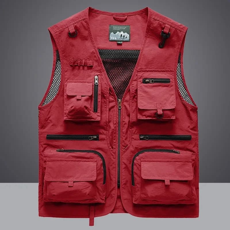Veste sans manches pêche et randonnée été homme 7XL avec 14 poches cargo et mesh respirant