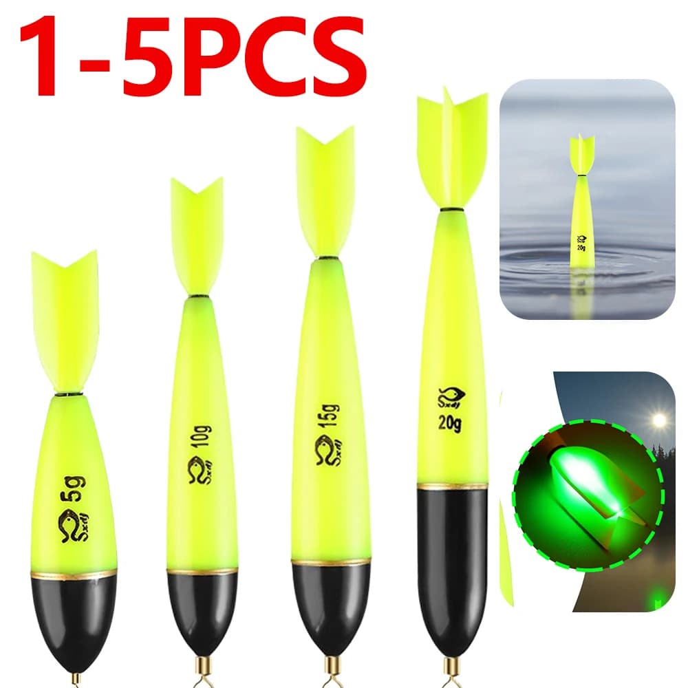 Flotteurs lumineux pour pêche nocturne - 1 à 5 pièces bobbers fluorescents mer océan pêche rocheuse