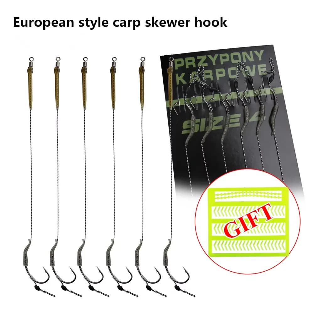 Montages carp fishing prêts à pêcher - 6 hair rigs avec ligne pour bouillettes