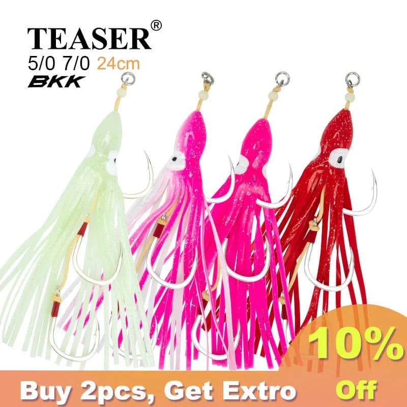 Hameçon de jigging TEASER HK034 pour octopus et leurres souples - Hameçon gang pour thon et bonite