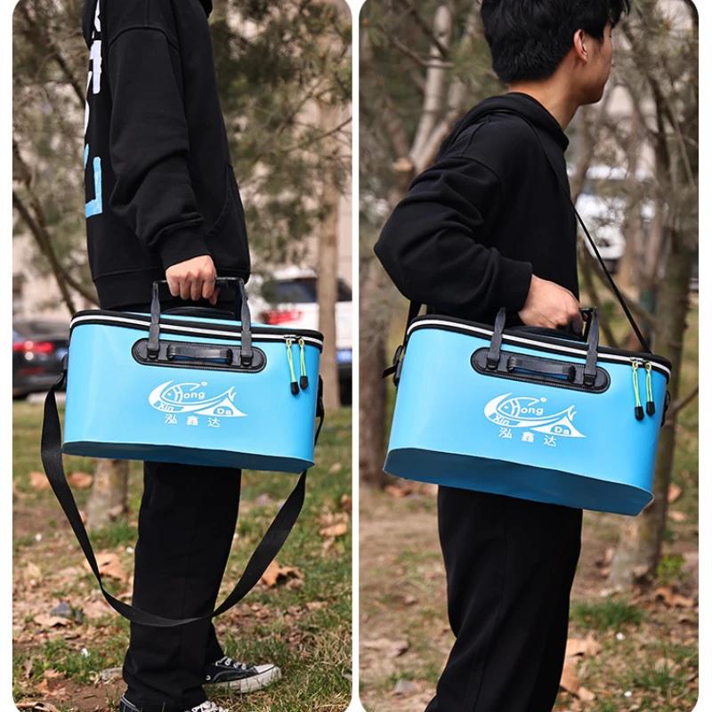 Bac à poissons vivants pliable sans pompe à oxygène - Réservoir EVA portable pour pêche en extérieur