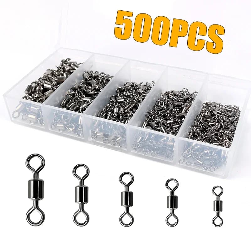 Kit émerillons à billes 200-500 pièces pour pêche eau douce et mer - Connecteurs de ligne pour carpes