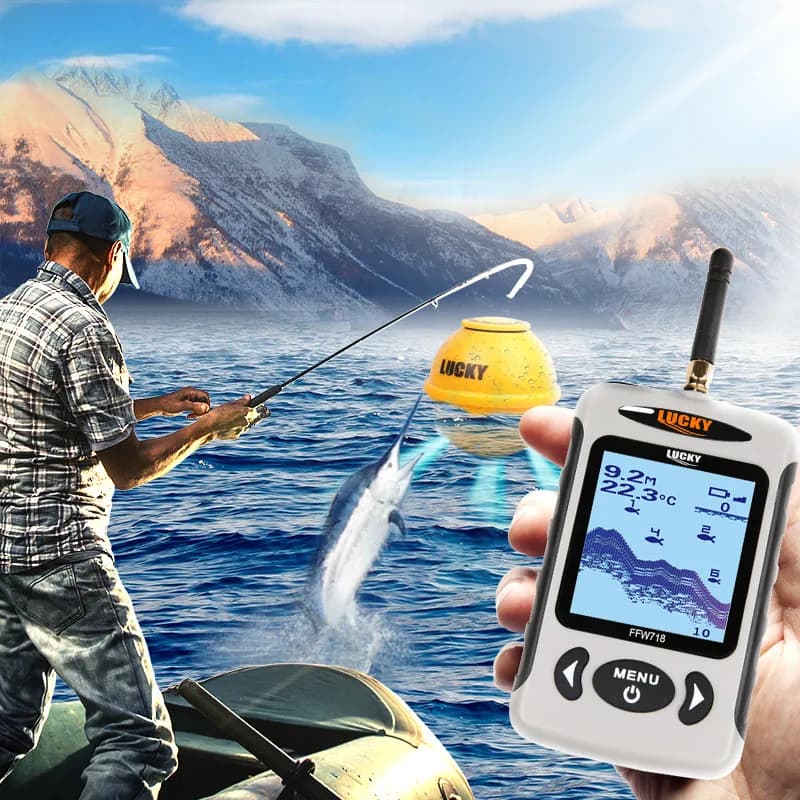 Détecteur poissons portable LuckyFFW718LA sans fil 45m/135ft sonar alarme pêche mer rivière lac