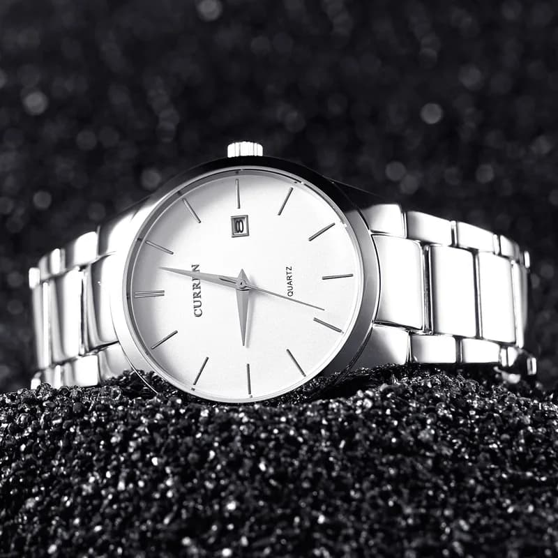 Montre homme CURREN élégante mince bracelet acier étanche quartz affaires calendrier 8106 cadeau masculin