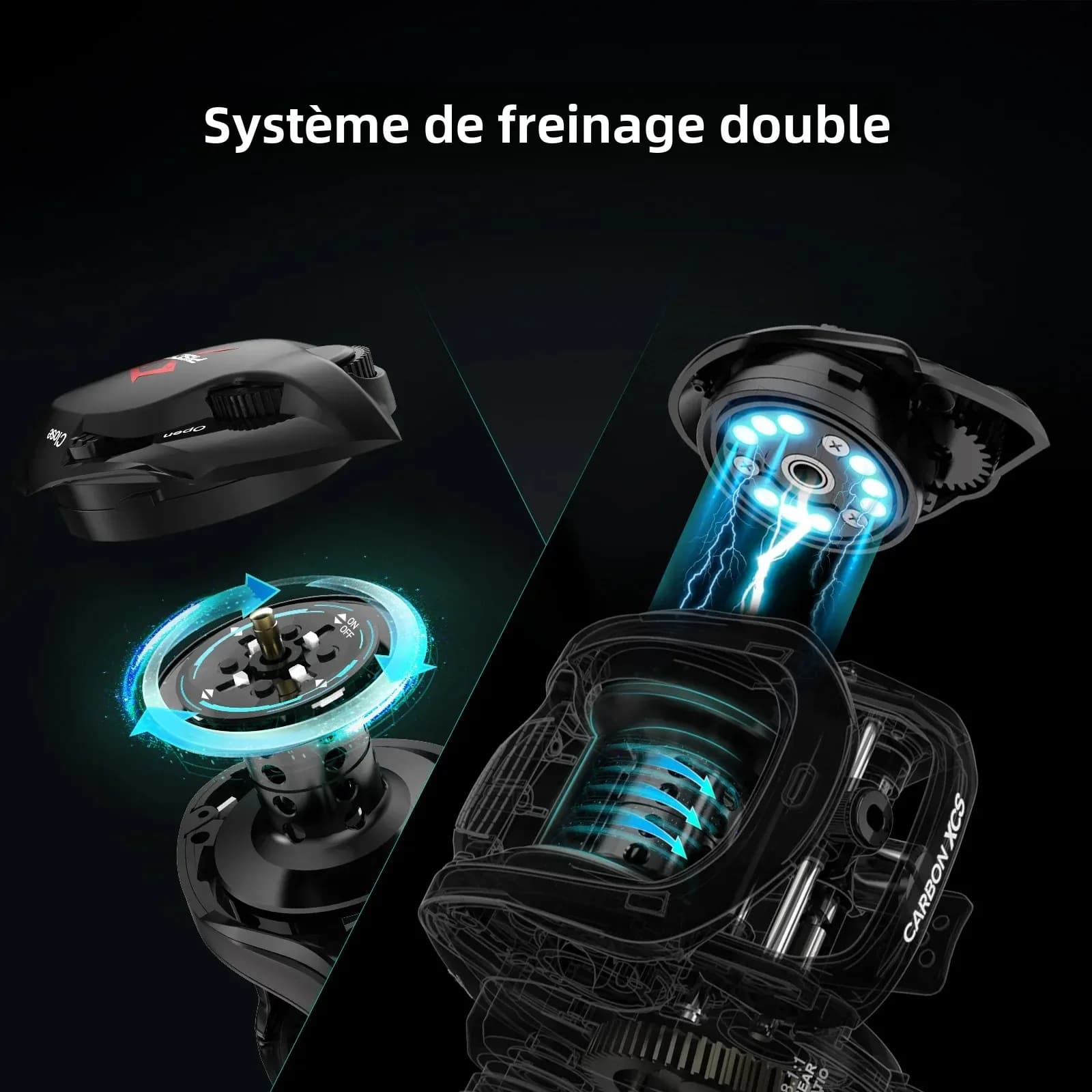 Moulinet Baitcaster Piscifun Carbon XCS 8kg Frein 156g - Ratio 8.1:1 Double Freinage Pêche Précise