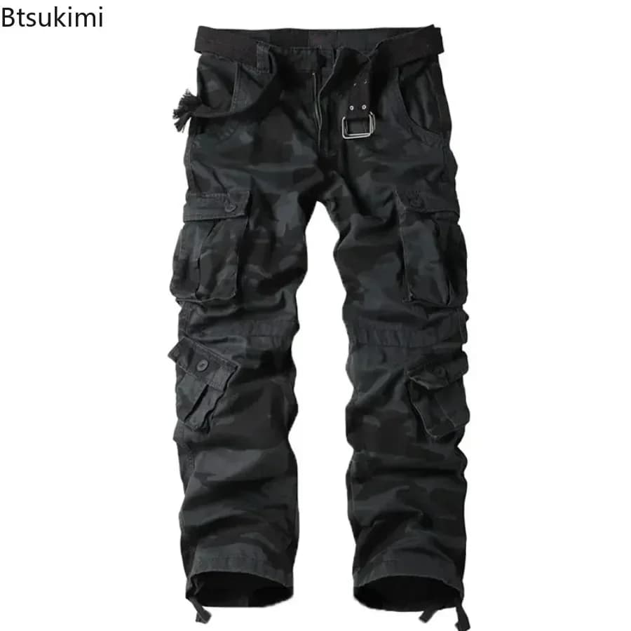 Pantalon cargo camouflage 2026 homme pêche tactique multi-poches coton loose outdoor