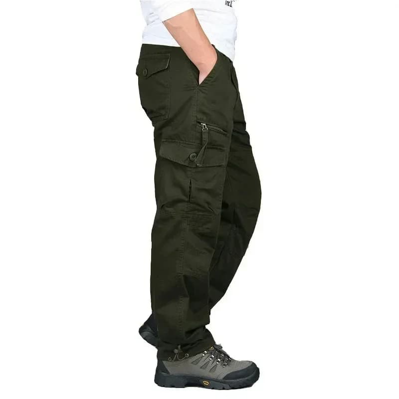 Pantalon baggy homme multi-poches - Coton décontracté - Entraînement pêche travail longue durée