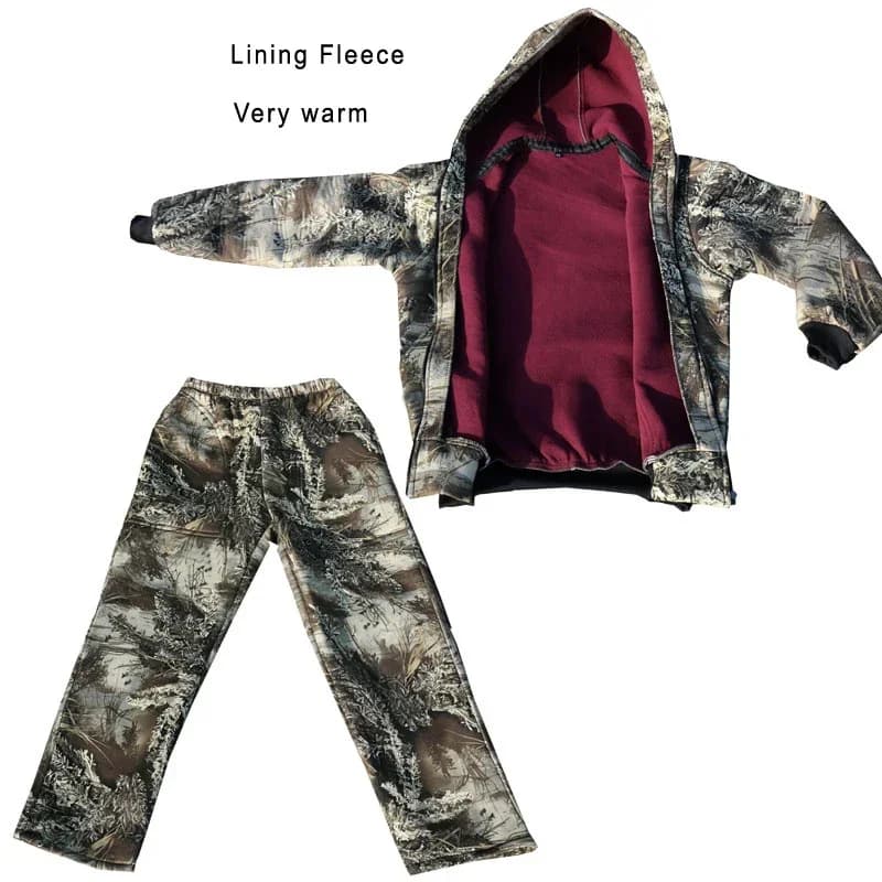 Veste et pantalon camouflage bionique hiver épais pour pêche, chasse et randonnée tactique