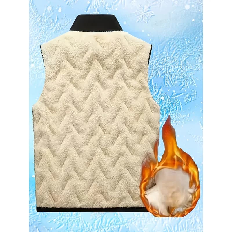 Gilet homme col montant coton automne hiver - Veste sans manches casual biker taille plus chaude