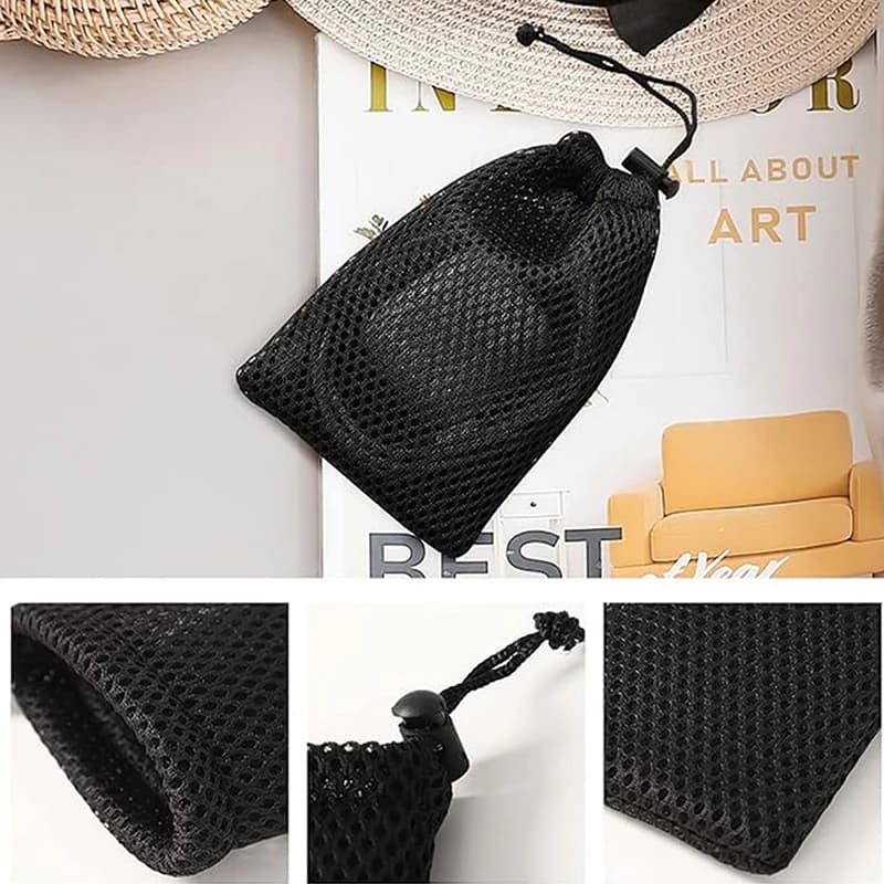 3 pochettes de rangement nylon mesh à cordon multi-usage voyage activités extérieures produits numériques accessoires