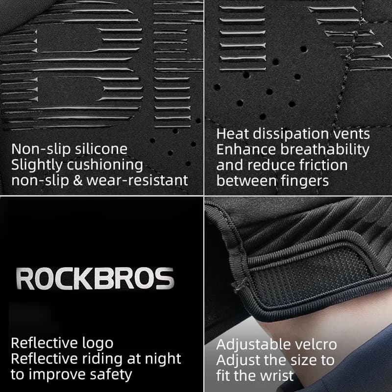 Gants vélo hiver ROCKBROS - Polaire coupe-vent écran tactile pour VTT et route hommes