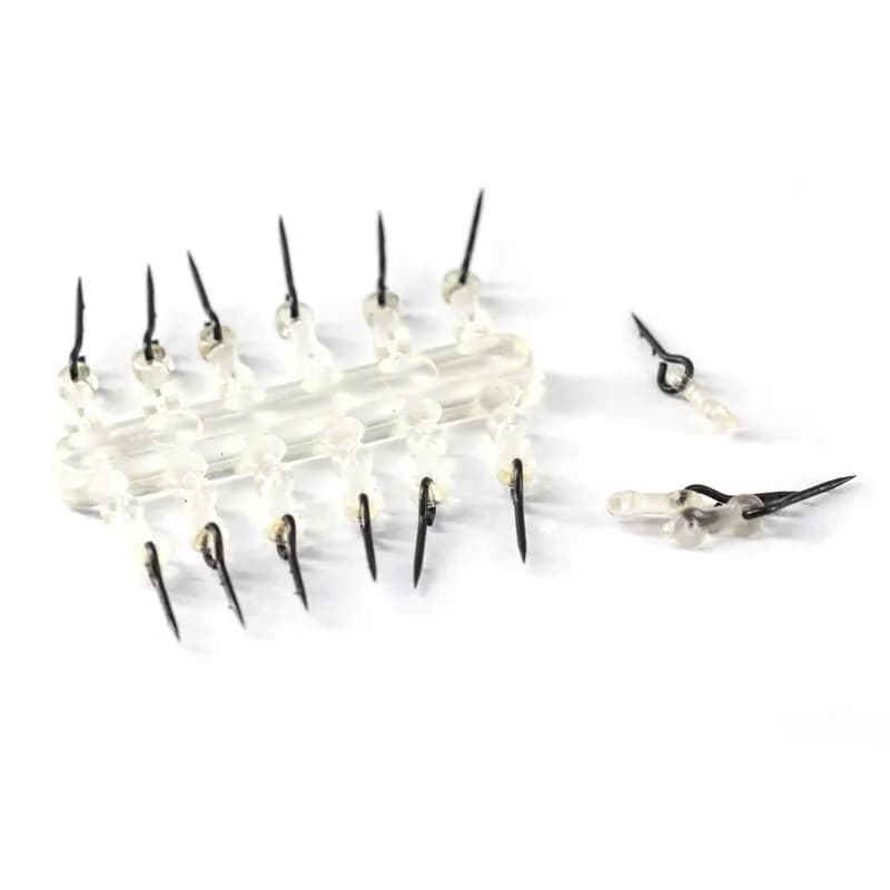 Pointe métallique pour appâts carpe - Spike droit avec élastique transparent et montage Ronnie rig