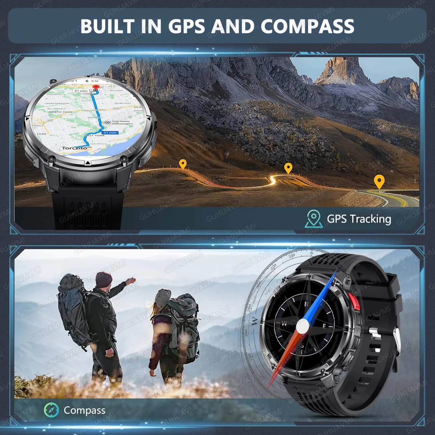 Montre T-Rex3 Ultra 2026 - Smartwatch pêche 1100mAh 1.7" écran large étanche 5ATM appels sport