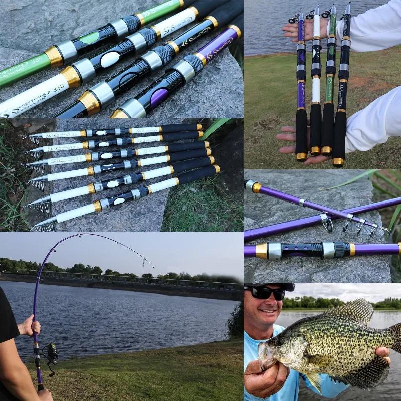 Canne télescopique Sougayilang 4 couleurs 1.8-2.7m fibre verre manche EVA pour carpes 4.5kg