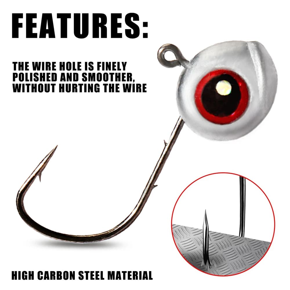 Jig Head Big Fish Eye 5-20Pcs - Têtes Plombées Œil 3D pour Ned Rig et Pêche Fine