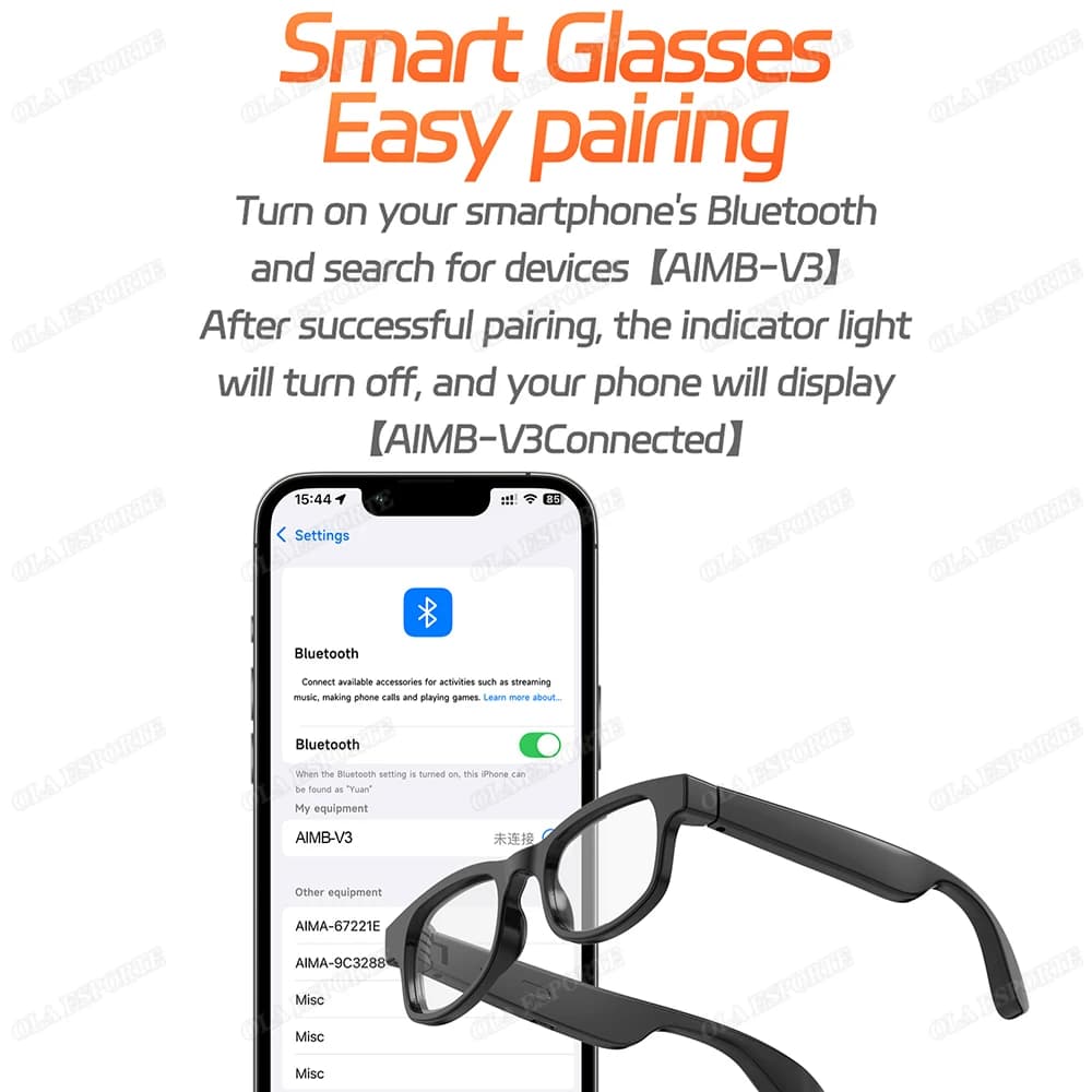 Lunettes intelligentes IA anti lumière bleue Bluetooth 5.3 appels musique - Lunettes connectées étanches