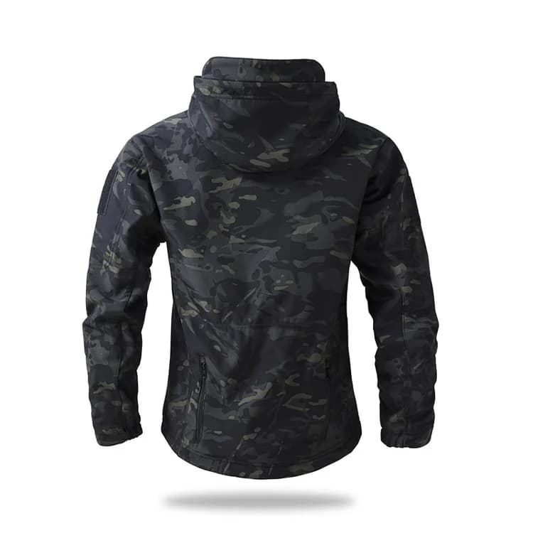Softshell tactique pêche hiver homme - Veste polaire camouflage capuche - Imperméable coupe-vent outdoor