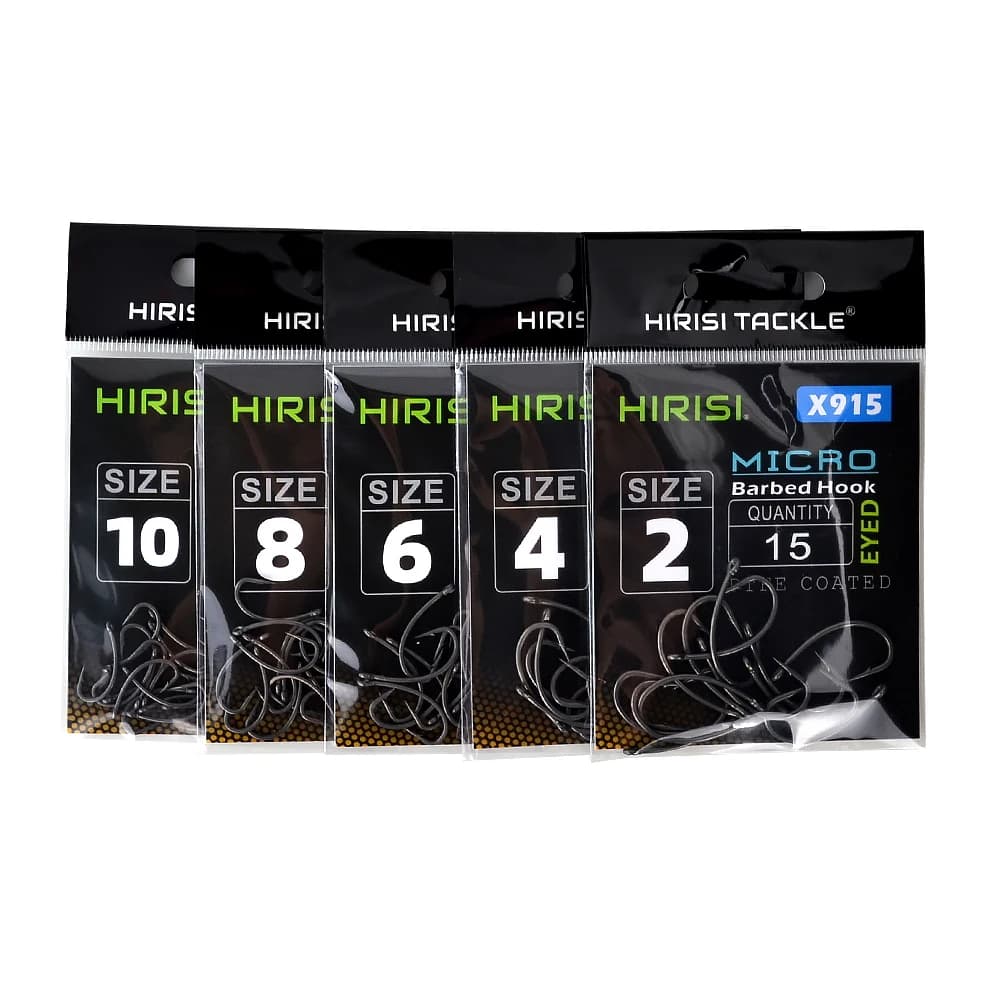 Hameçons carpe Hirisi 30x micro-barbe acier haute teneur en carbone, avec œillet et revêtement PTFE anti-corrosion
