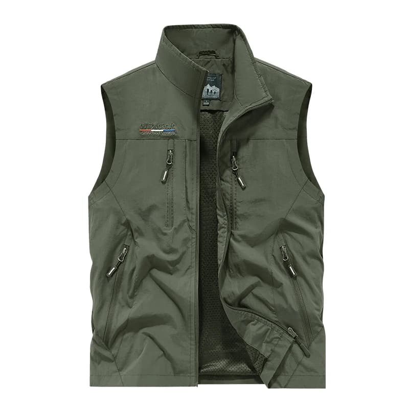 Veste utilitaire pêche photographe - Veste ample multi-poches pour pêche outdoor grande taille