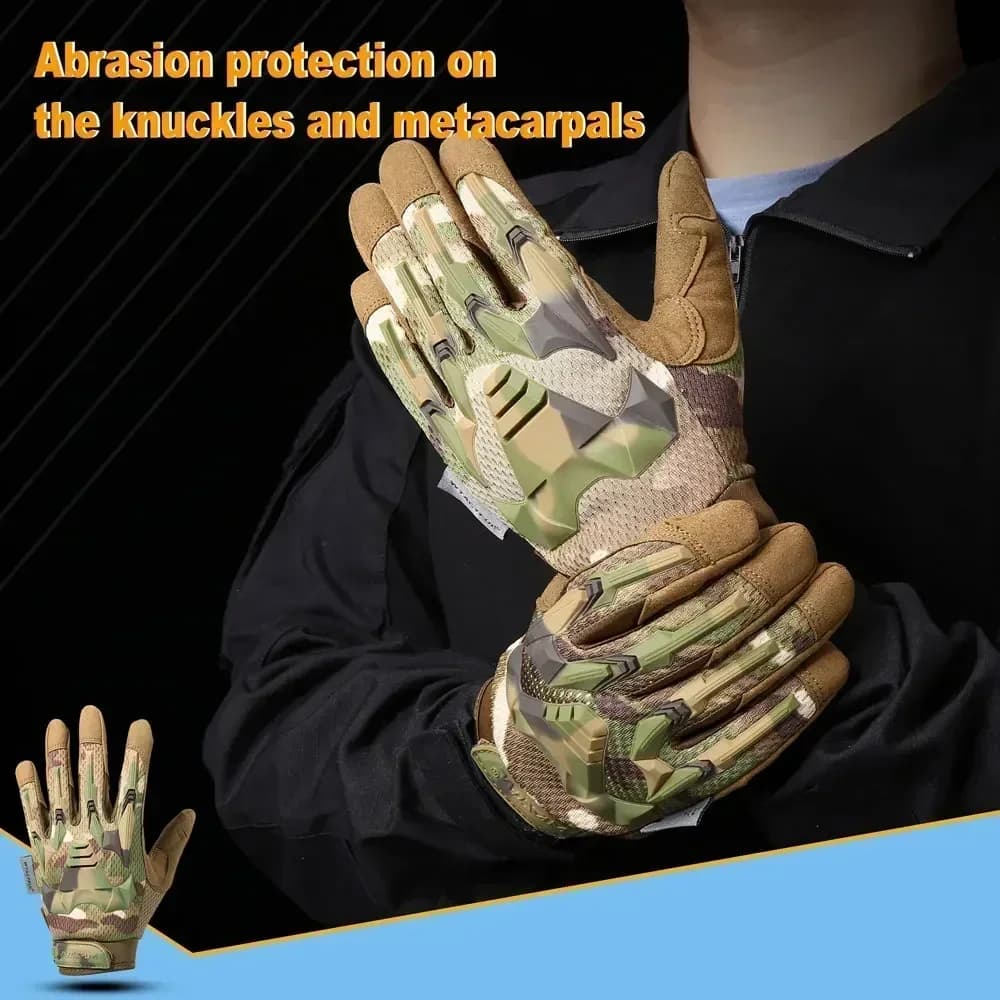Gants tactiques camouflage homme pêche chasse randonnée vélo anti-dérapants doigts complets