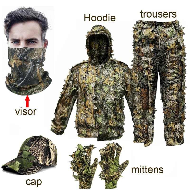 Combinaison camouflage biomimétique feuille d'érable été pour pêche et chasse - Veste et pantalon respirants