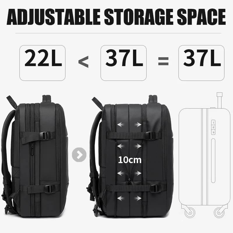 Sac à dos homme extensible étanche 17.3 pouces - Grand sac randonnée voyage capacité ordinateur portable