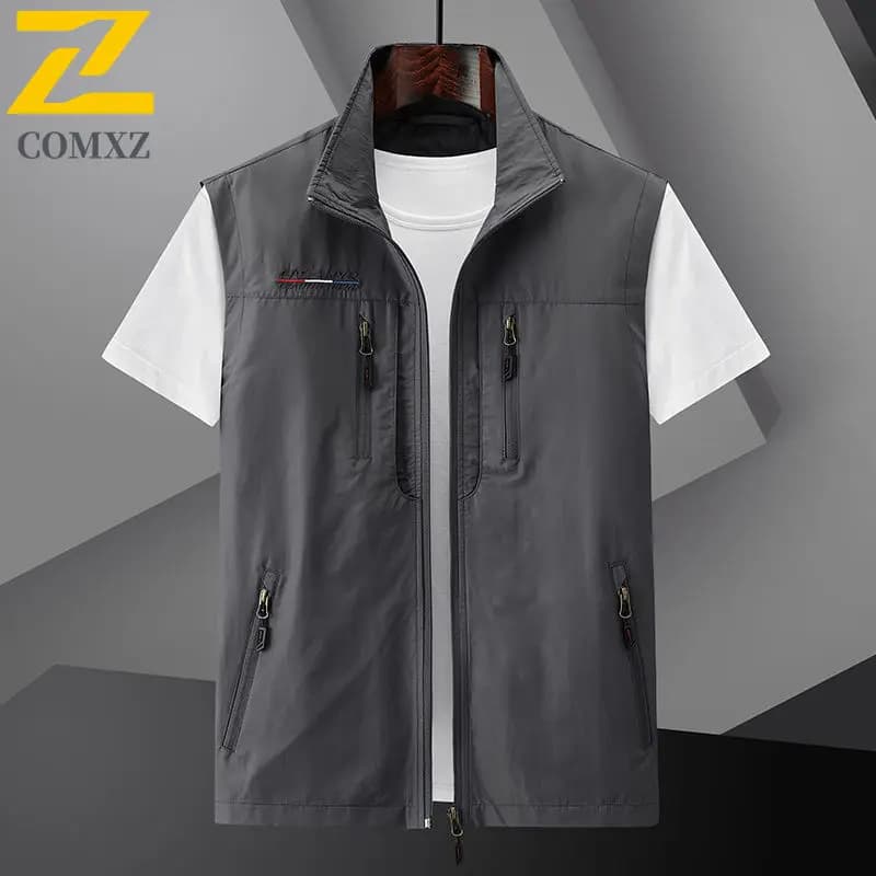 Veste d'été homme 2024 waterproof légère - Gilet sans manches multi-poches pêche voyage outdoor