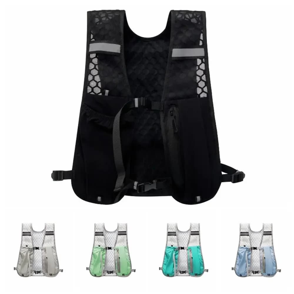 Veste de course légère hydratation avec poche à eau et rangement téléphone réfléchissante pour la pêche