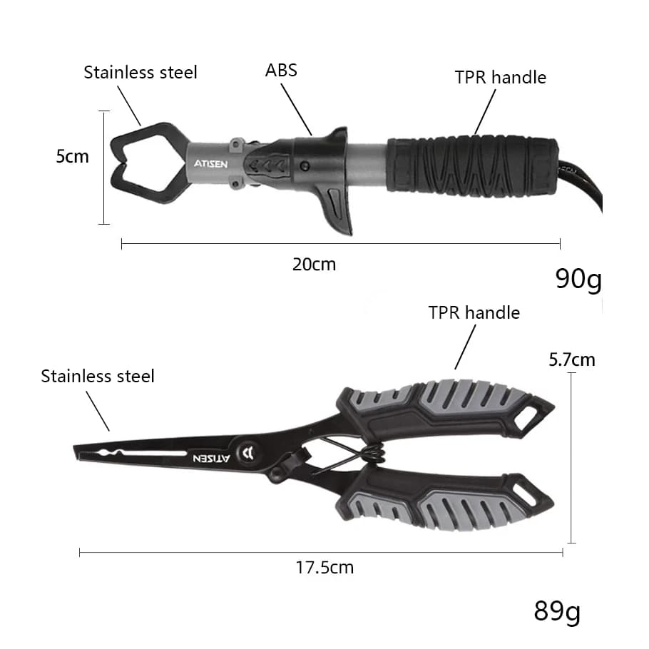 Pinces de Pêche Multifonctions ABS + Grips pour Petits Poissons - Outil Portable pour Leurres et Décrochage