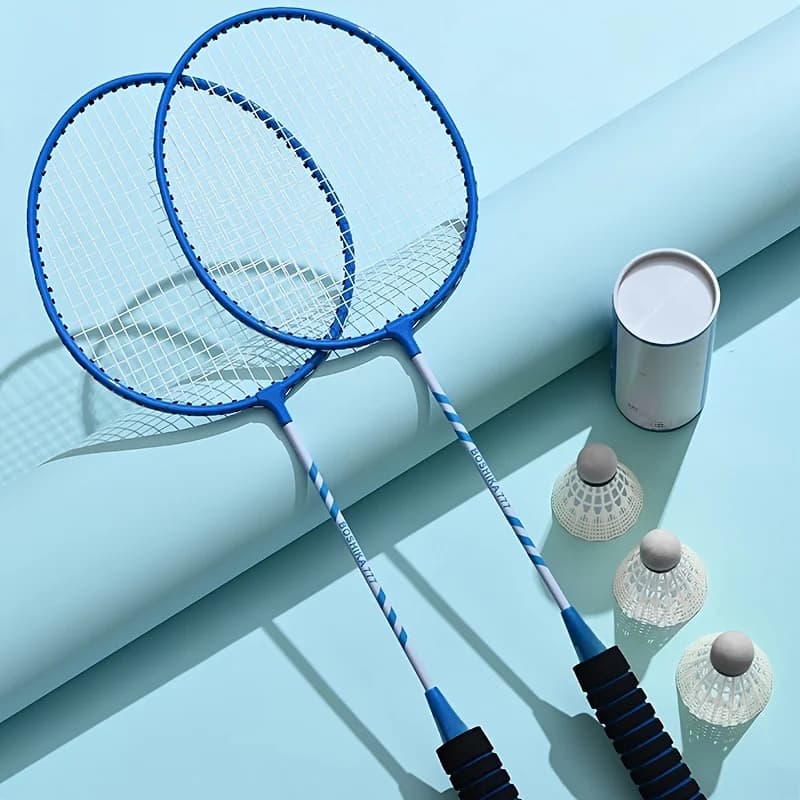 Pack 2 raquettes badminton alliage fer légères durables avec grip mousse et étui multicolores