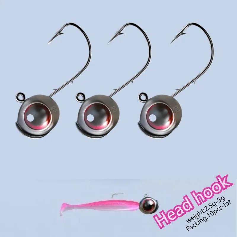 Lot de 10 hameçons plombés tête large pour leurres souples type Ned ou T-tail, 2.5g à