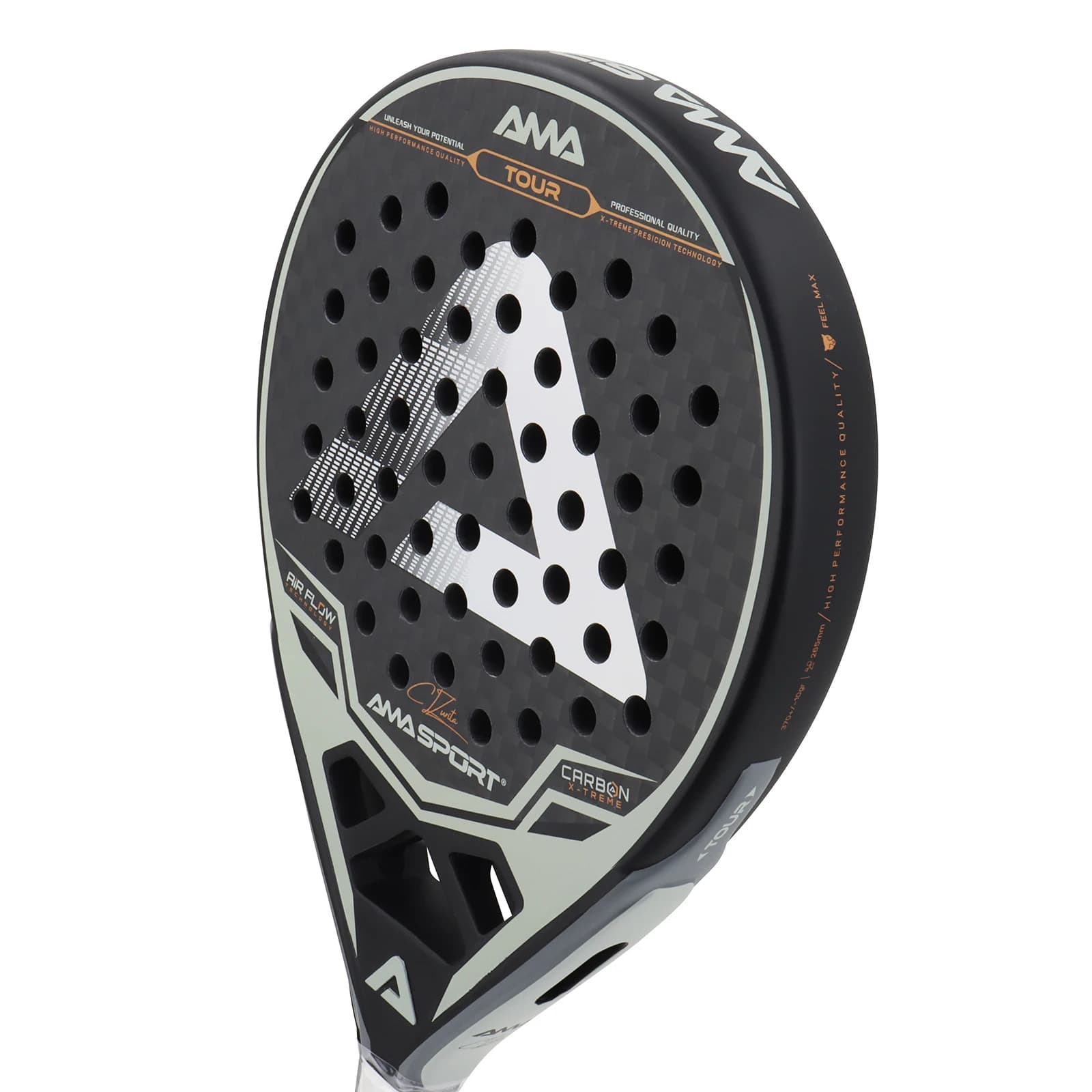 Raquette de padel AMASPORT 12K haute densité forme originale avec mousse EVA Memory Flex pour débutants à experts