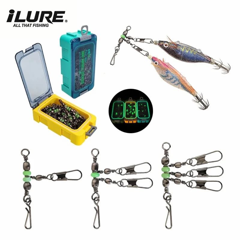 Leurre calmar lumineux avec roulements à billes et connecteur à verrouillage pour pêche professionnelle