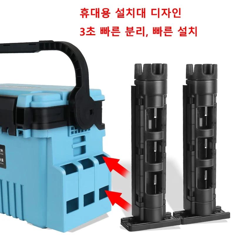 Boîtier de pêche portable multifonction avec support canne et rangement accessoires