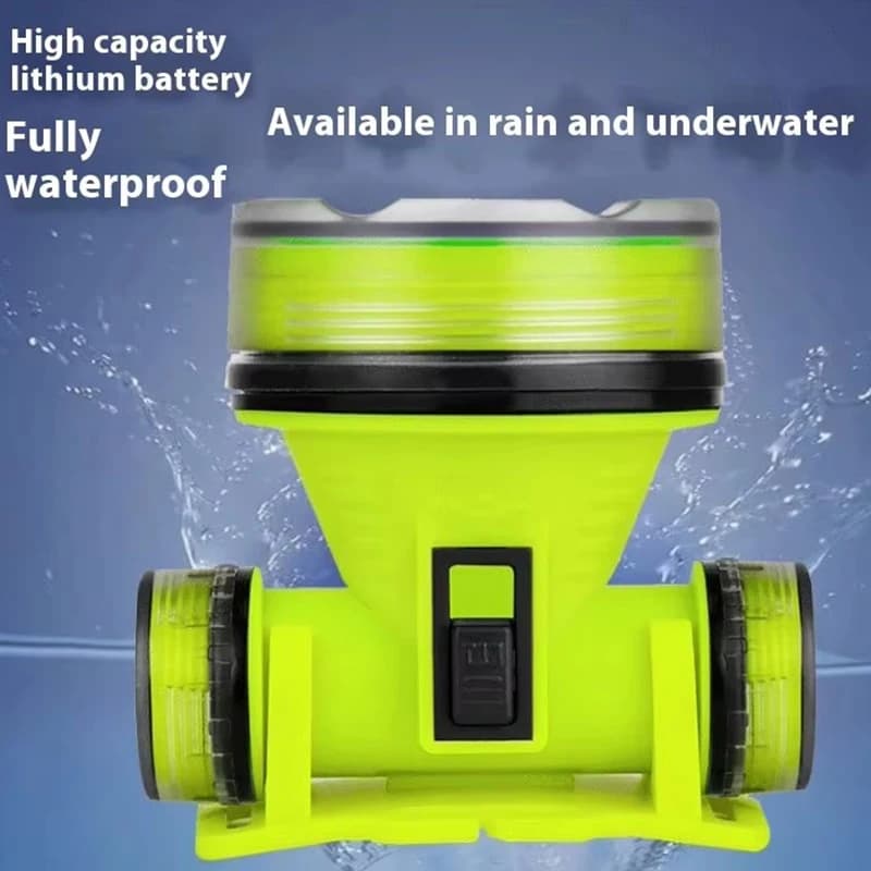 Lampe frontale plongée rechargeable 350m étanche LED puissante pour pêche sous-marine et chasse