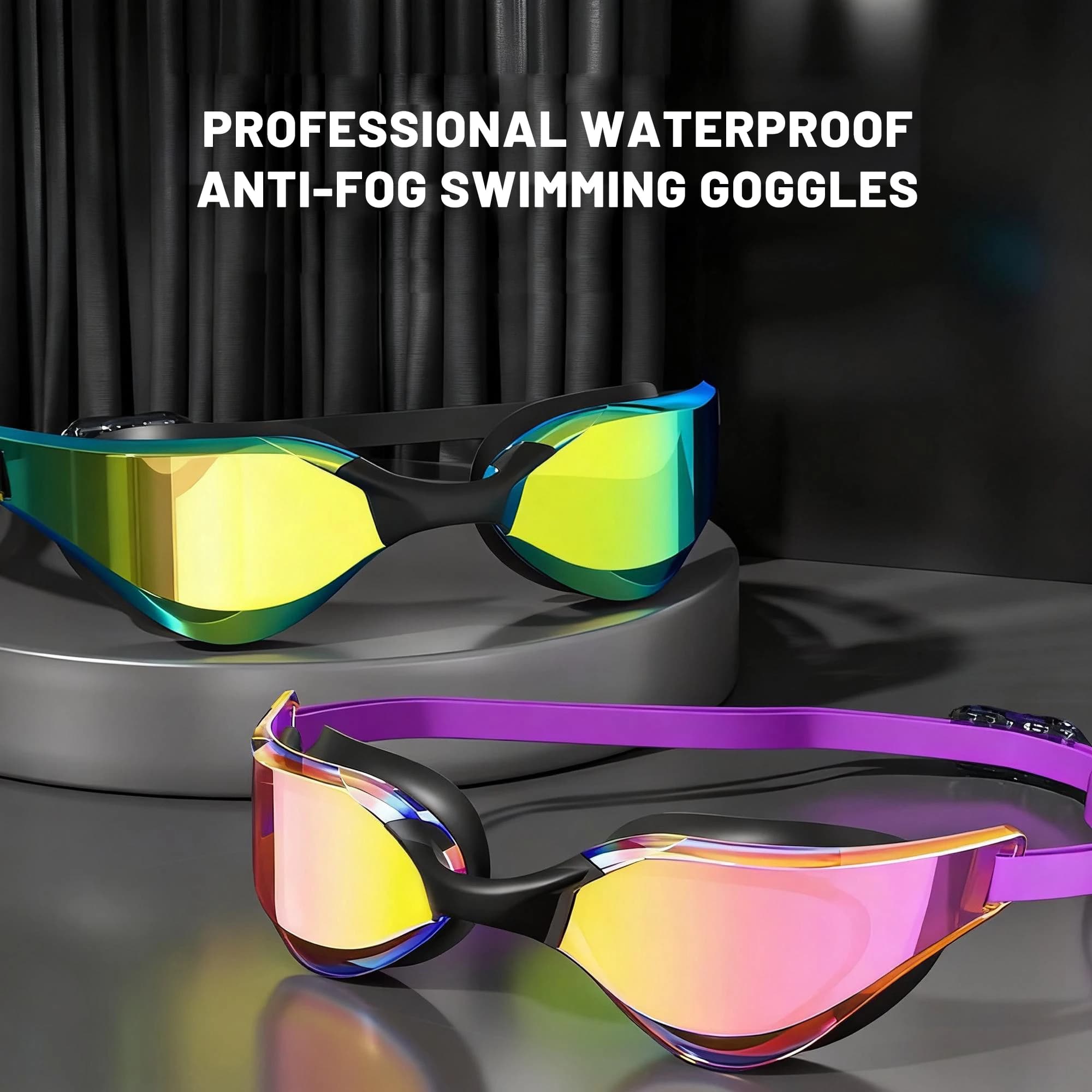 Lunettes de natation compétition adultes haute définition étanches anti-buée grand angle réglables
