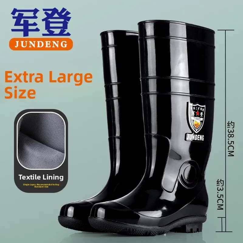 Bottes pluie grande taille homme mi-mollet épaissies chaussures aquatiques résistantes acides-bases légères anti-dérapantes