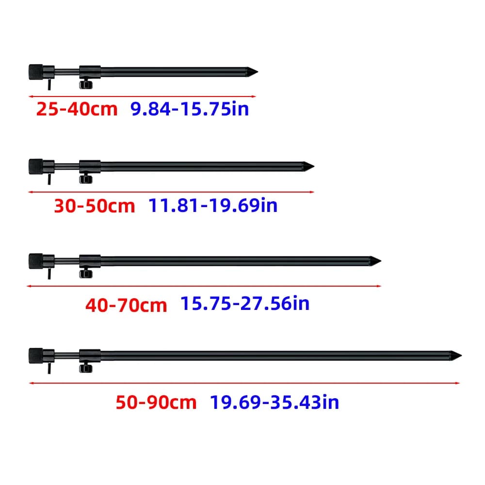 Bank sticks aluminium Hirisi 25-70cm pour rod pod carpe - Supports réglables pour alarmes et buzz bars