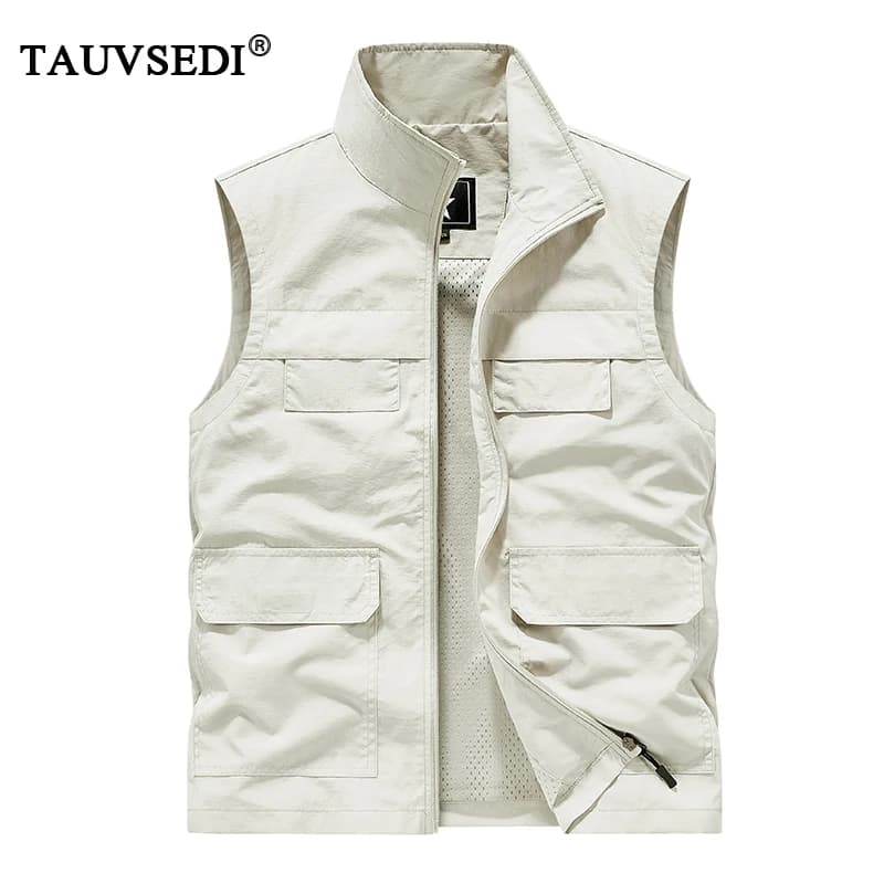 Gilet pêche homme sans manches respirant multi-poches été pêche sportive vêtement décontracté
