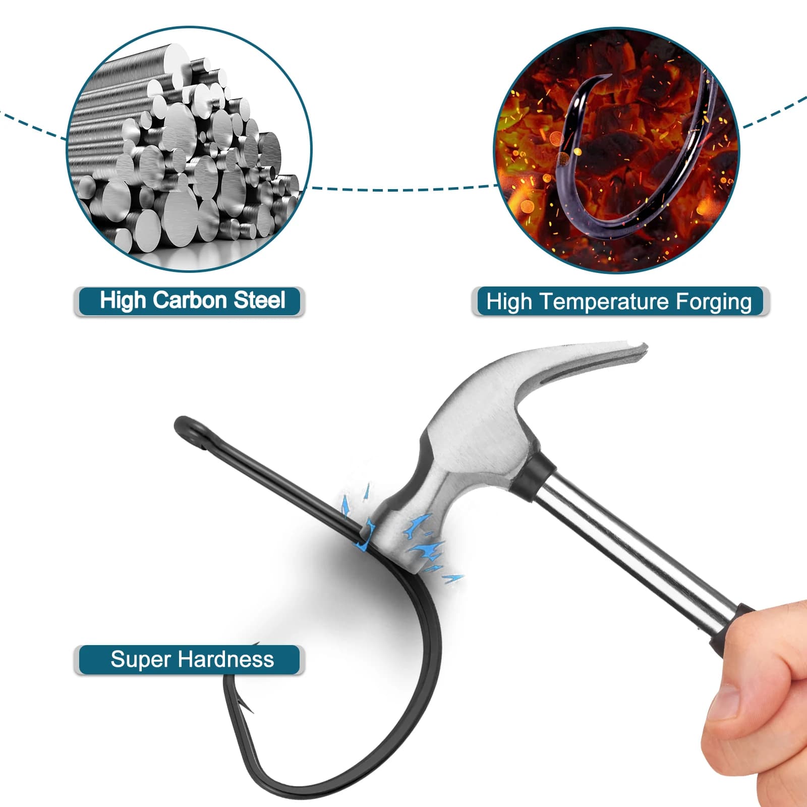 Hameçons circle inox sans ardillon pour la pêche en mer, appâts naturels vifs ou morts, lot