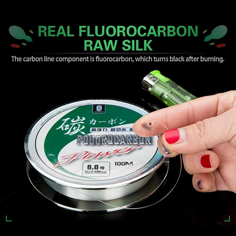Ligne de pêche fluorocarbone 100% ZUKIBO 50M, pêche en mer, fil coulissant haute résistance 1-25kg, importée du Japon