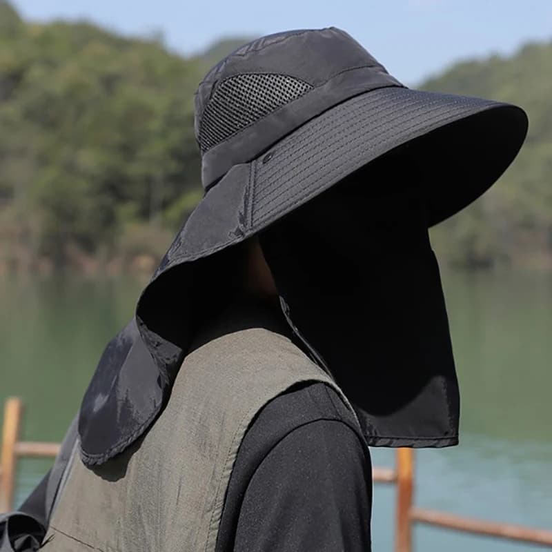 Chapeau pêche été protection UV avec rabat nuque - Casquette randonnée chasse homme femme