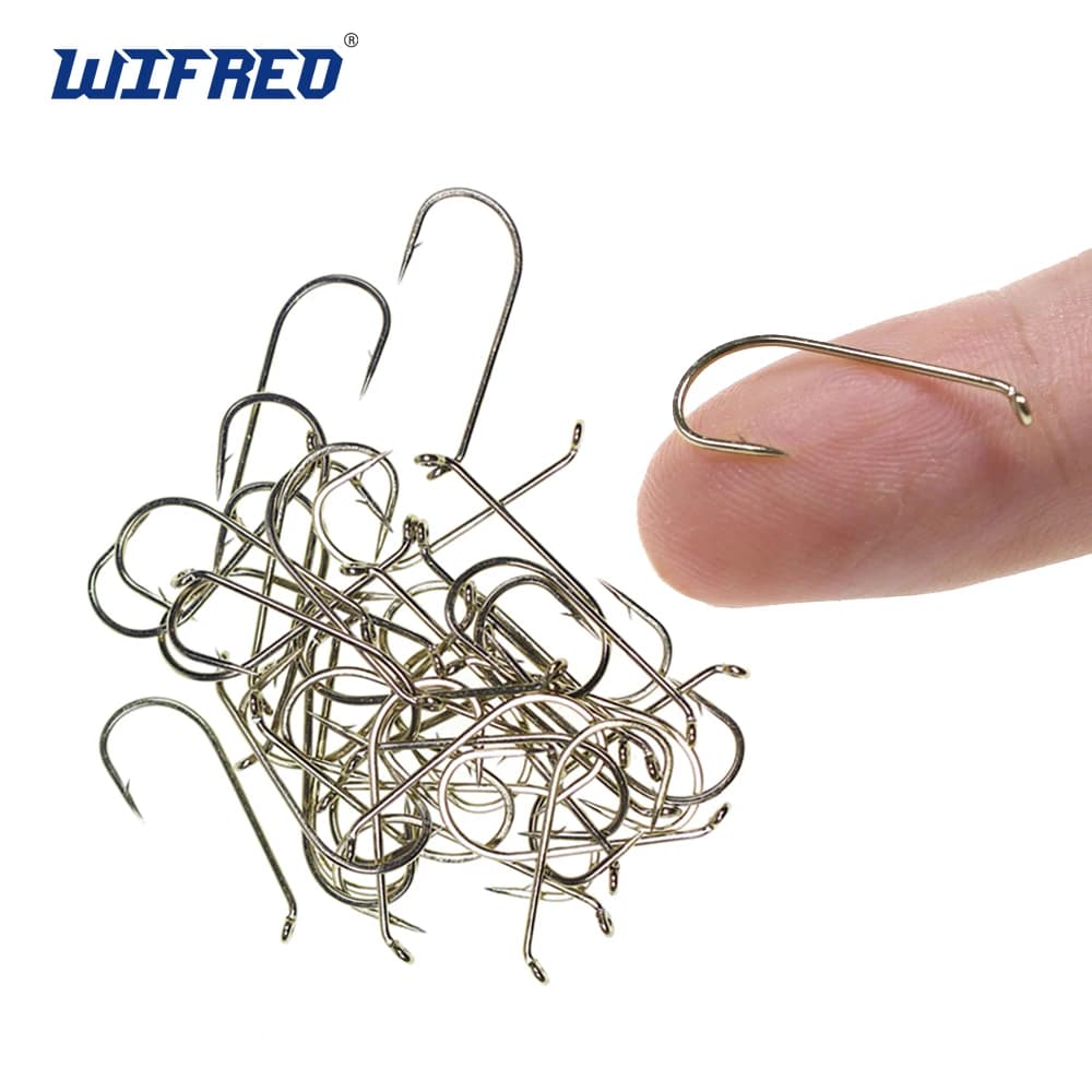 Hameçons Wifreo pour mouche sèche et nymphe - Long shank, acier carbone, tailles #8 à #22, lots 50/100/200