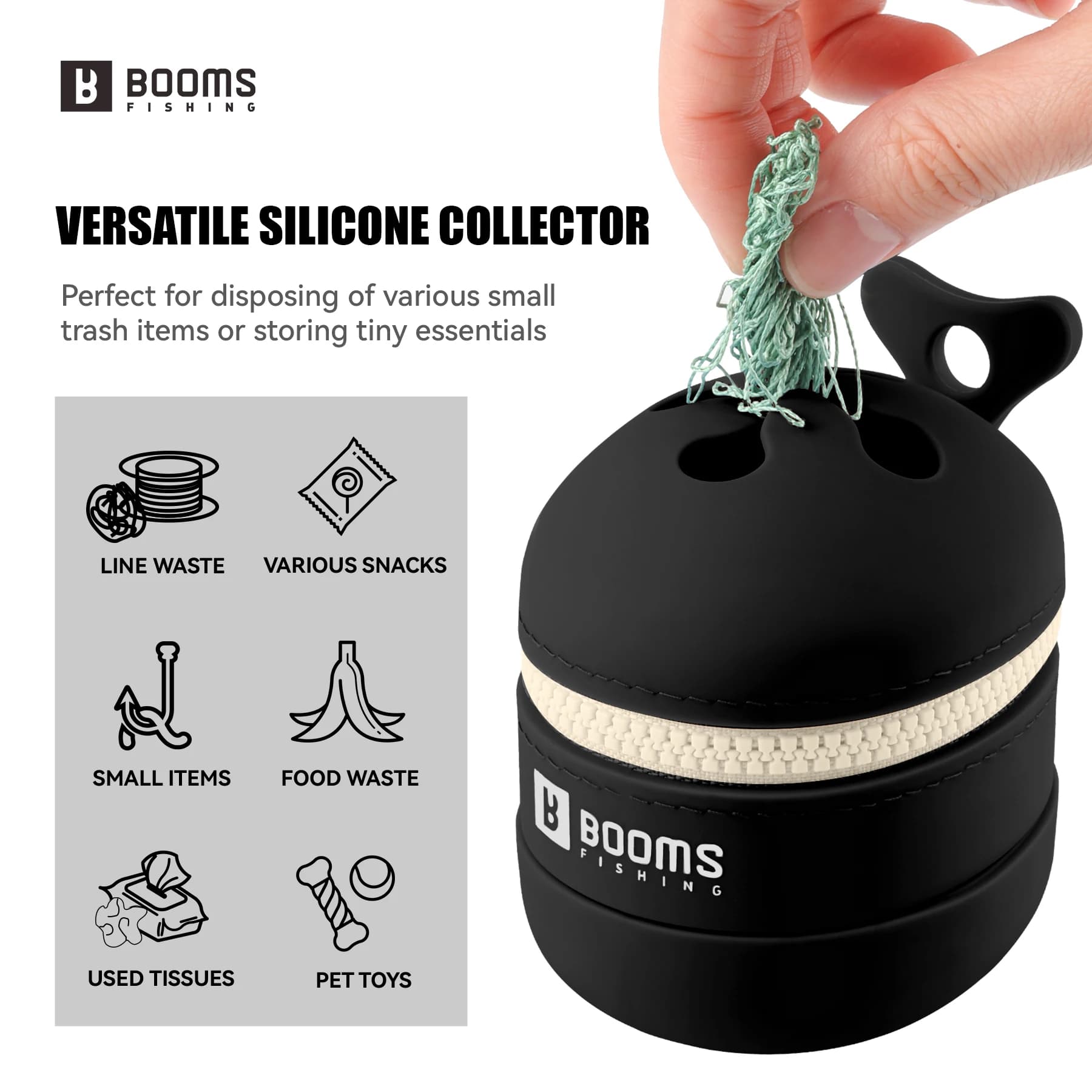 Collecteur de déchets de pêche rétractable en silicone - Poubelle multifonction pour hameçons et lignes